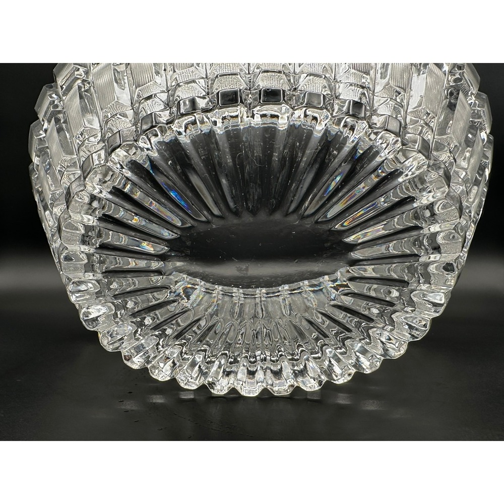 Vintage Russian Cut Lead Crystal Bowl 11in Oval Scalloped Serving Dish Clear - Picture 8 of 8